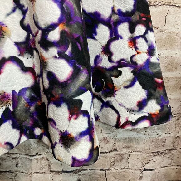 Coleen X Dress Womens 14 Purple Floral Watercolor Fit & Flare Cap Sleeve Mesh - Picture 14 of 16